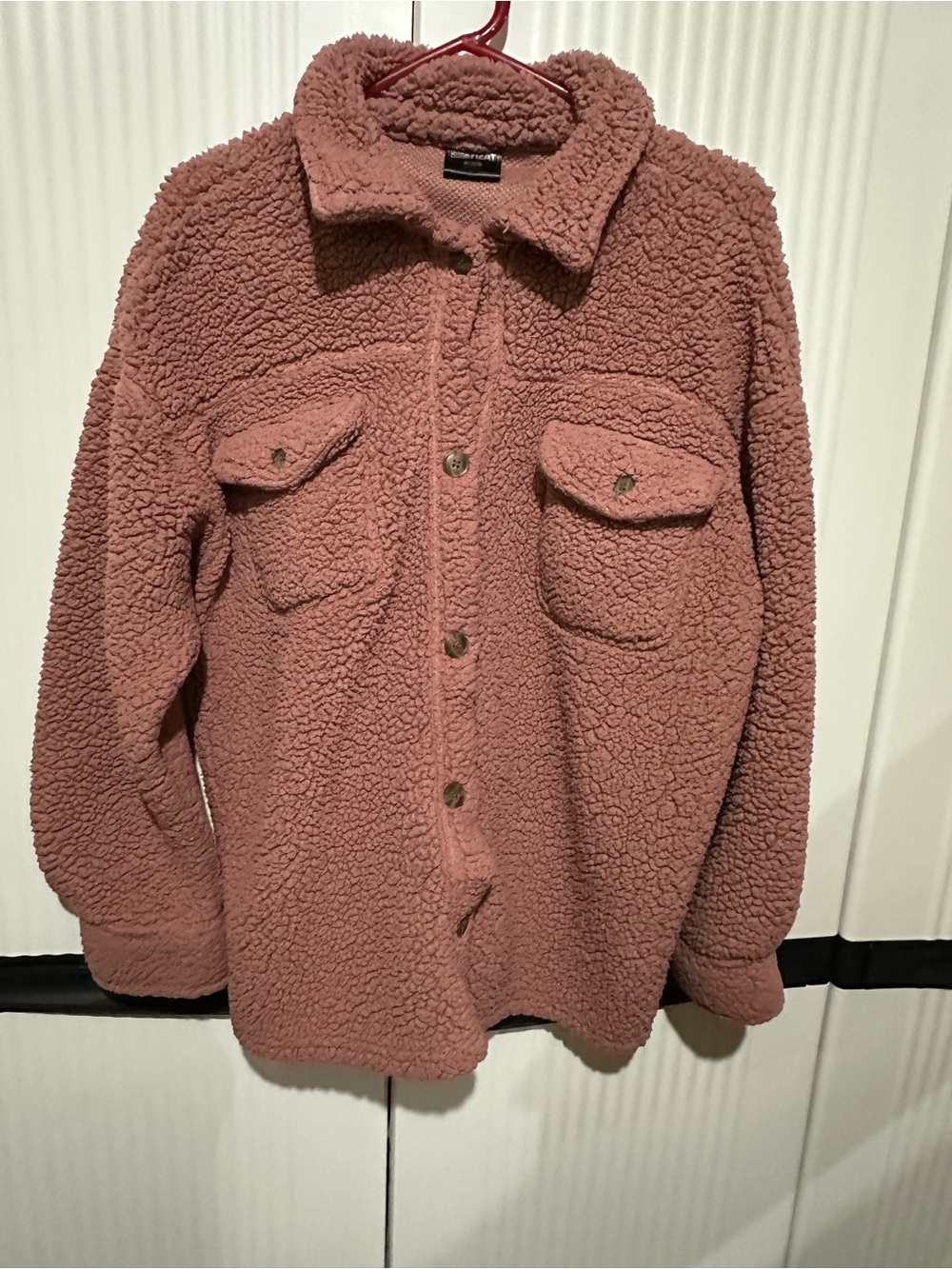 32 Degrees Plush Teddy Jacket in Dusty Mauve